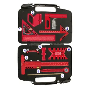 Kit carré pour le travail du bois 9 pièces – Règles et jauges de précision