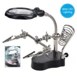 Station "3e main" avec loupe LED 3,5x-12x – Pinces crocodile
