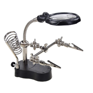 Station "3e main" avec loupe LED 3,5x-12x – Pinces crocodile